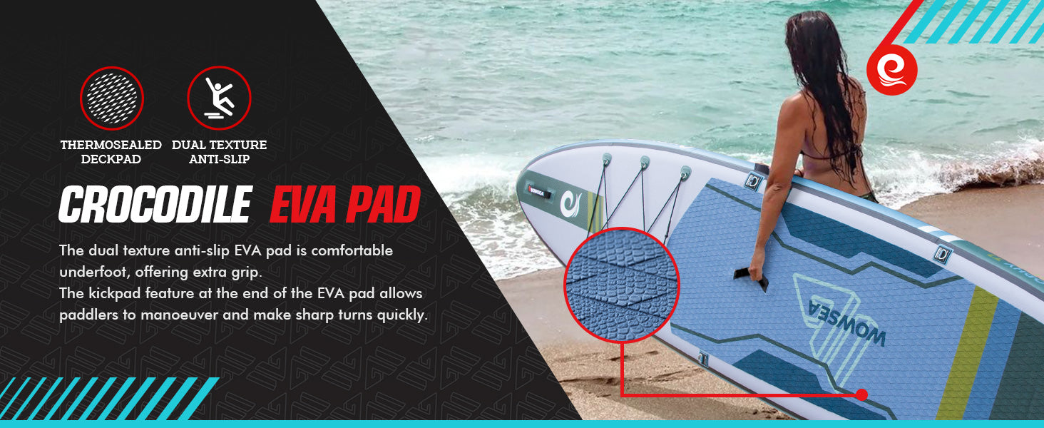 WOWSEA Trophy T1 SUP Board - Crocodile EVA Pad