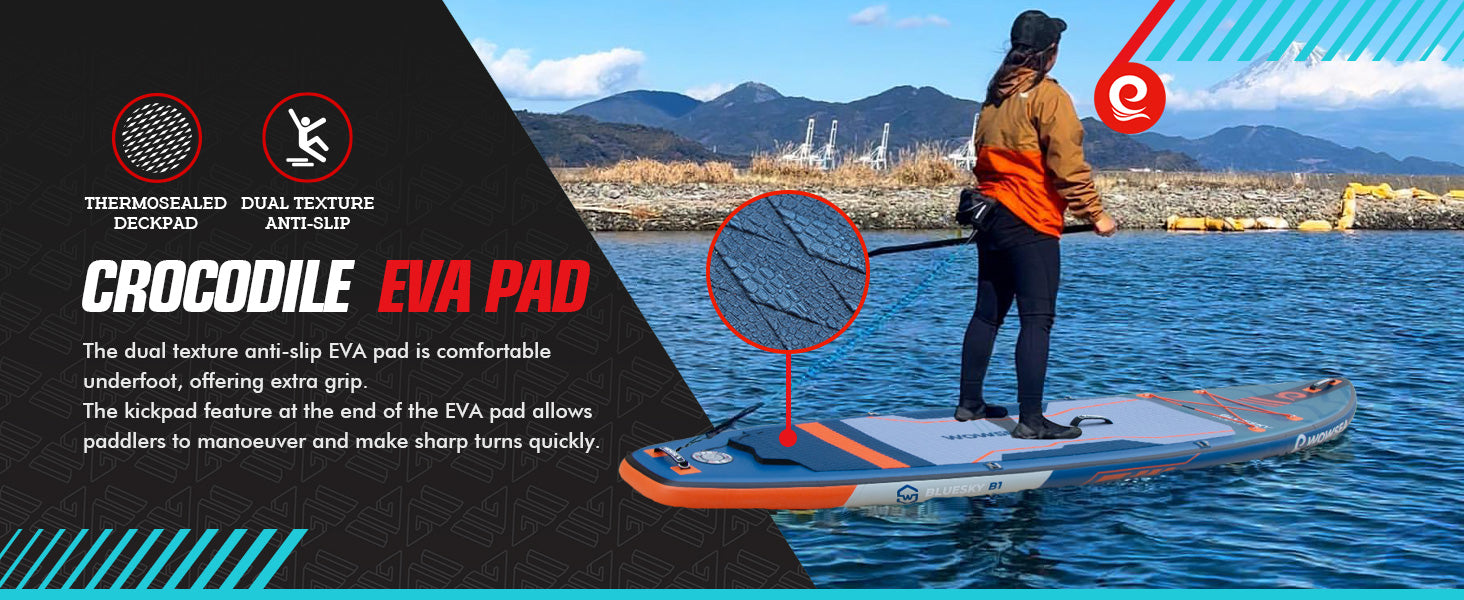 WOWSEA Bluesky B1 SUP Board - Crocodile EVA Pad