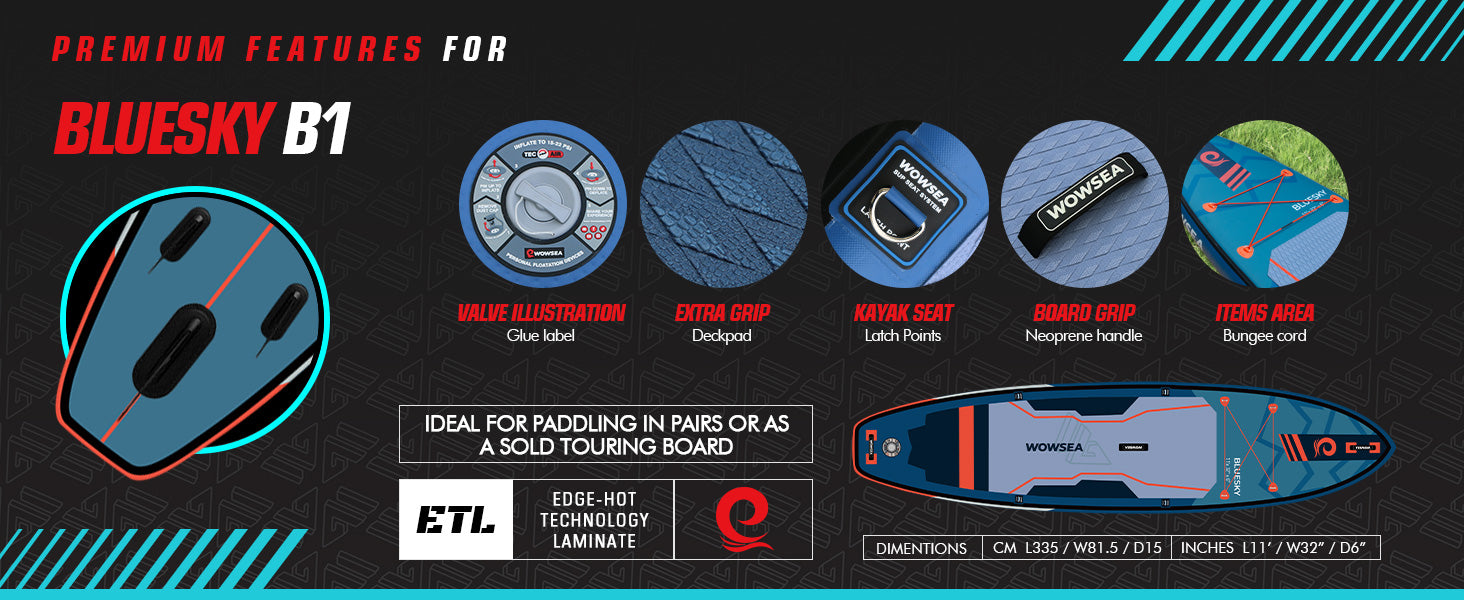 WOWSEA Bluesky B1 SUP Board - Primium Features