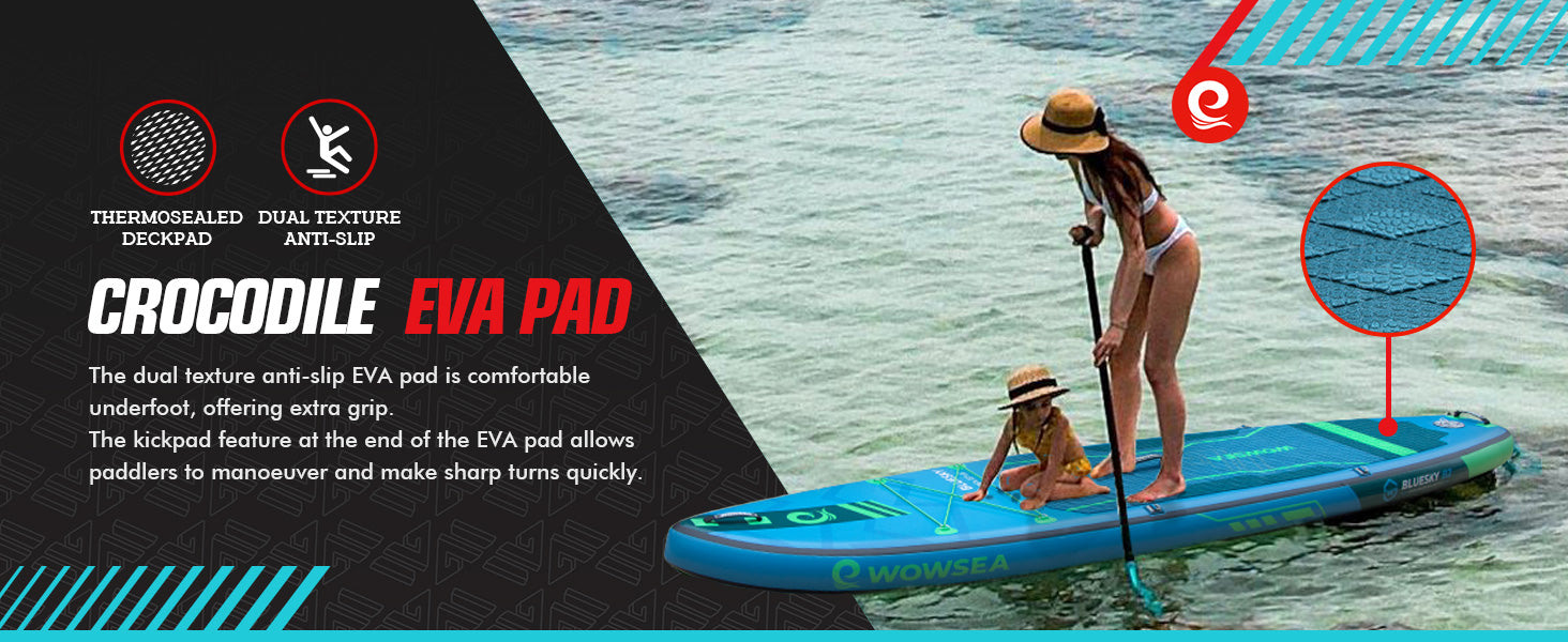 WOWSEA Bluesky B2 SUP Board - Crocodile EVA Pad
