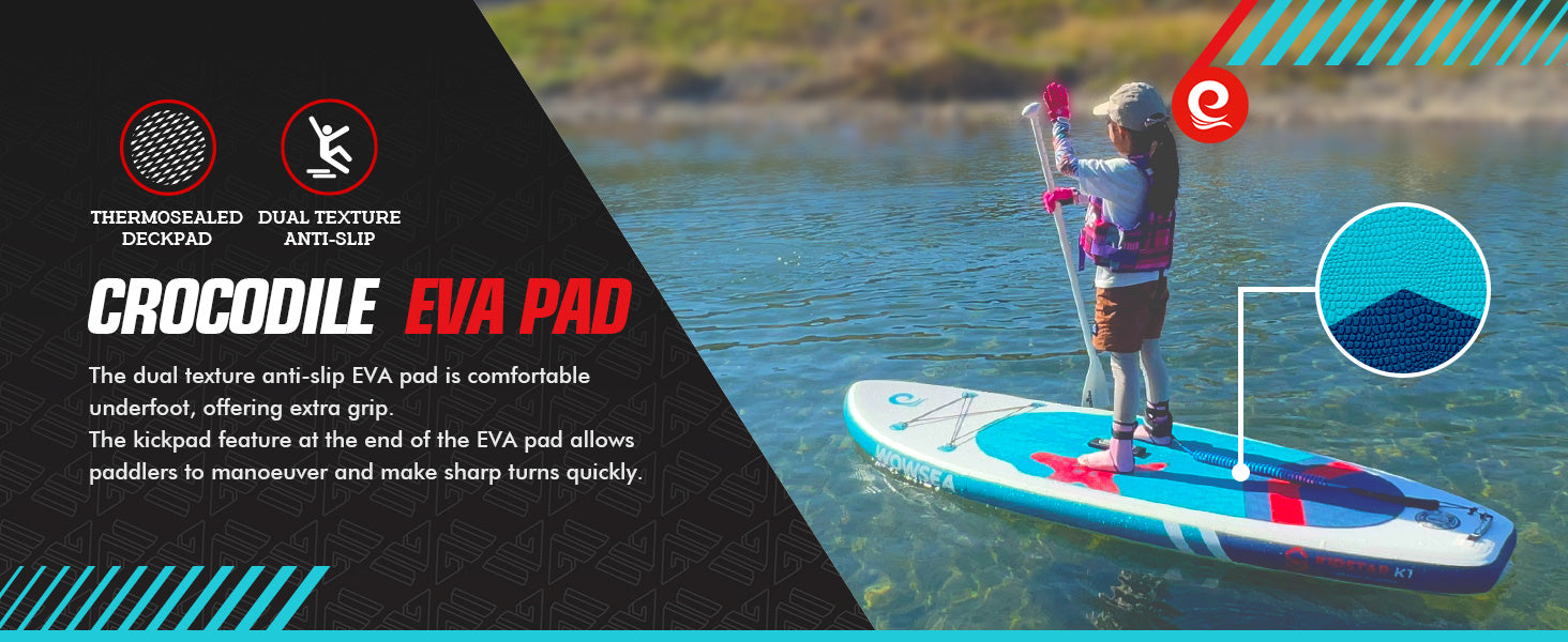 WOWSEA Kidstar K1 SUP Board - Crocodile EVA Pad