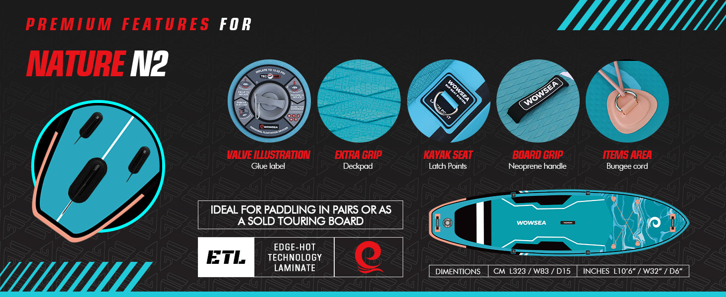 WOWSEA Nature N2 SUP Board - Primium Features