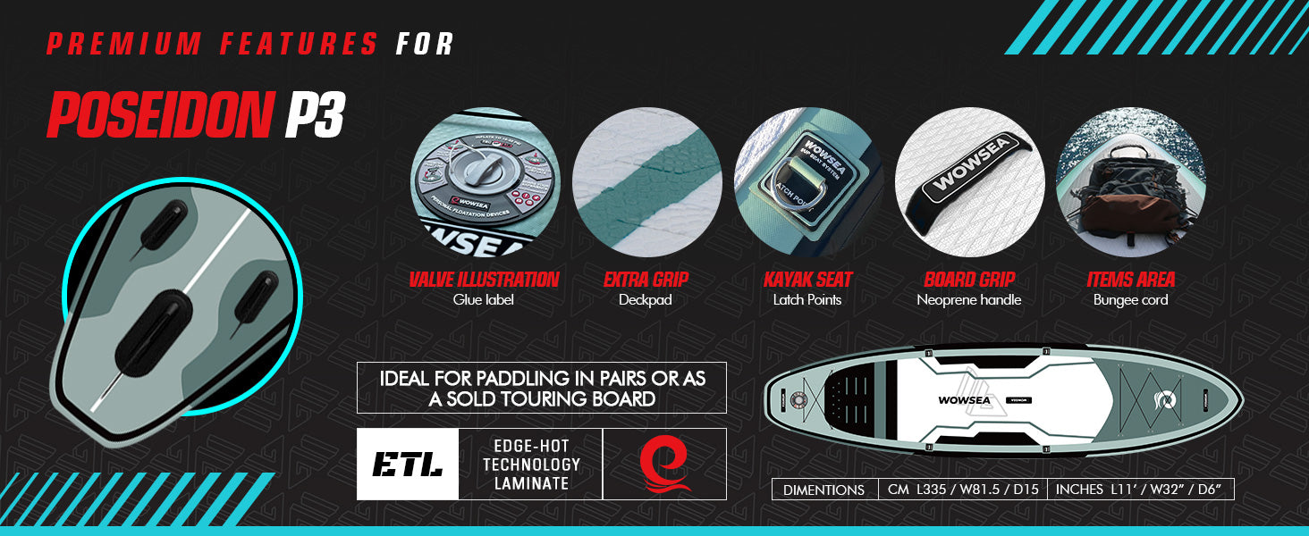 WOWSEA Poseidon P3 SUP Board - Primium Features