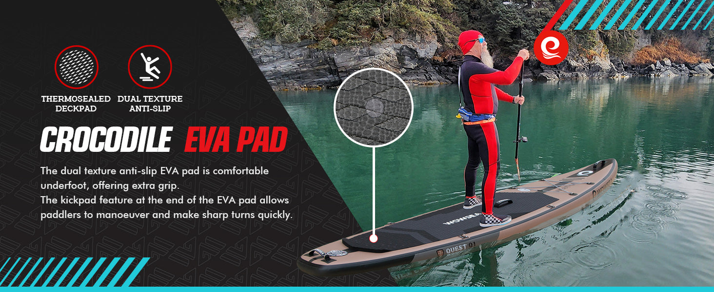 WOWSEA Quest Q1 SUP Board - Crocodile EVA Pad