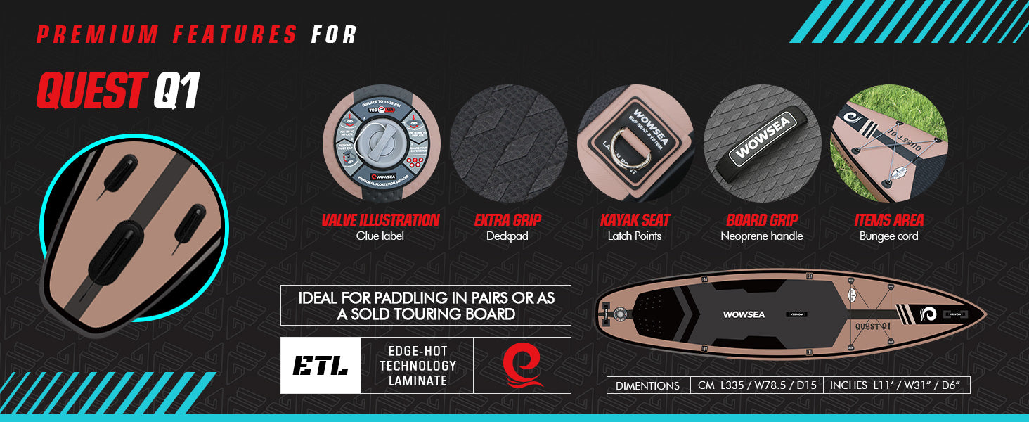 WOWSEA Quest Q1 SUP Board - Primium Features