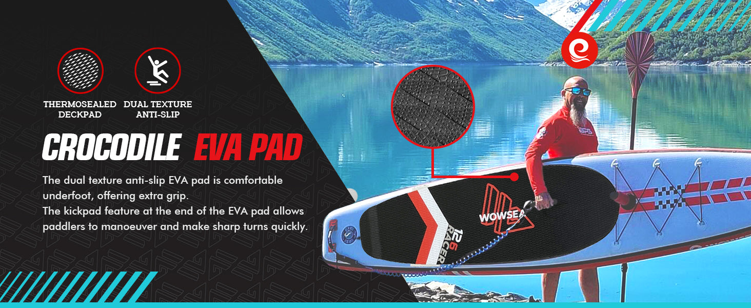 WOWSEA Racer R1 SUP Board - Crocodile EVA Pad