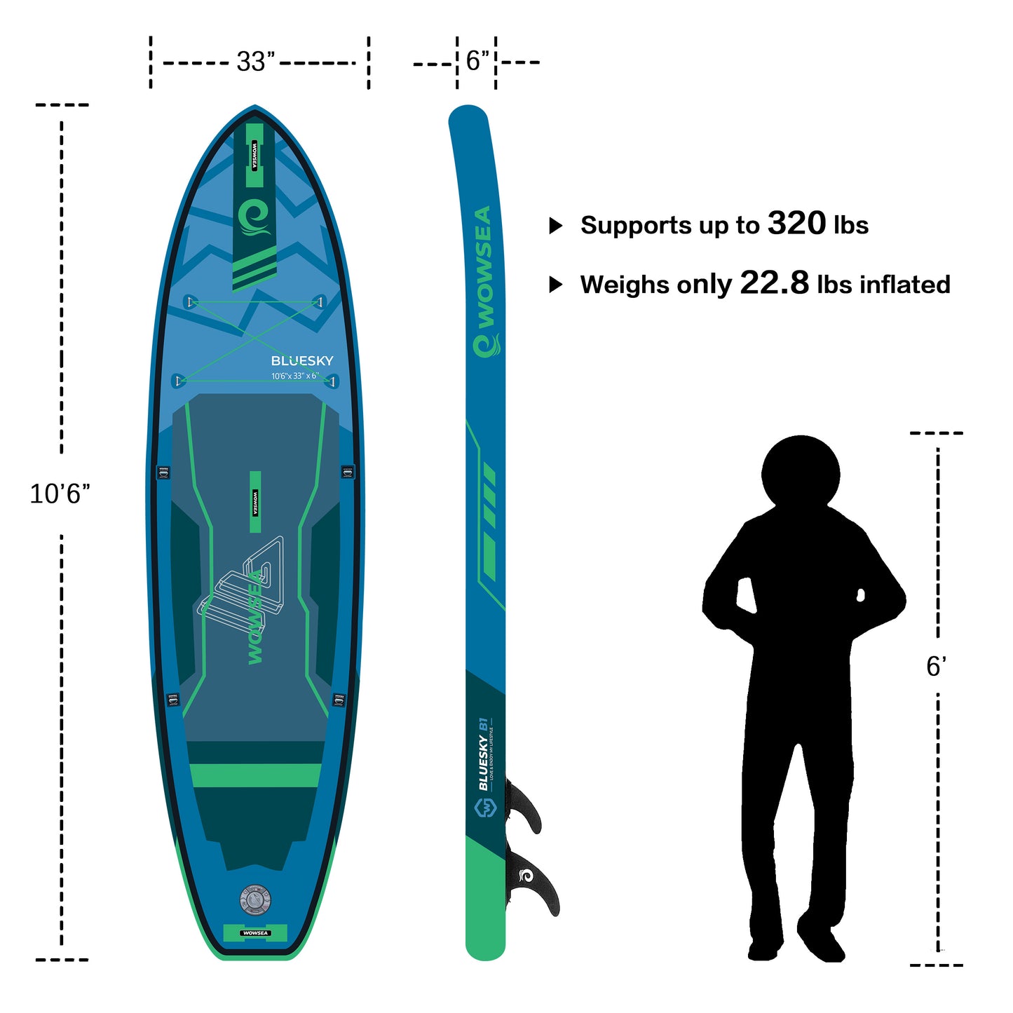 Bluesky B2 10'6"/323cm SUP Paddle Board Package