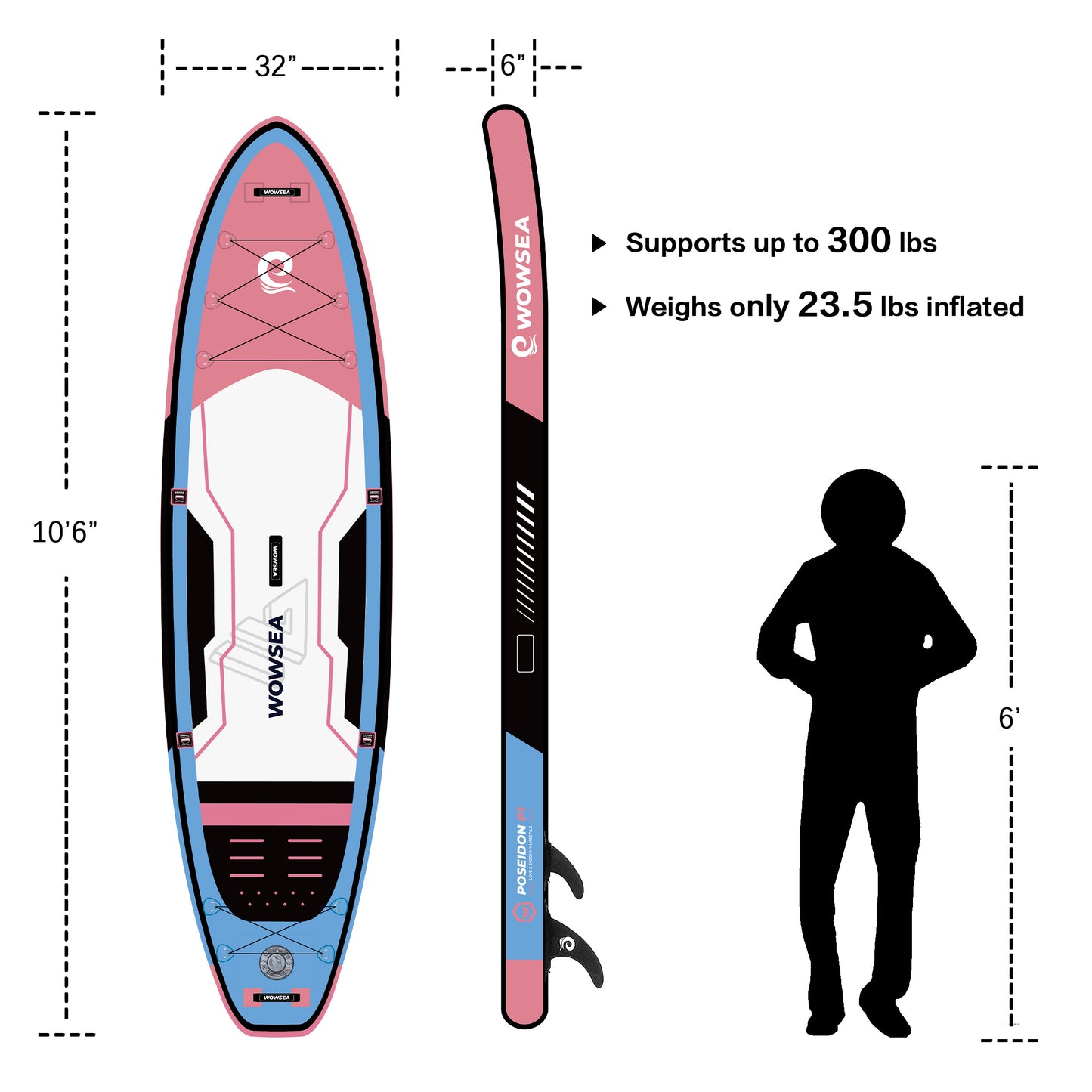 Poseidon P1 10'6"/323cm SUP Paddle Board Package