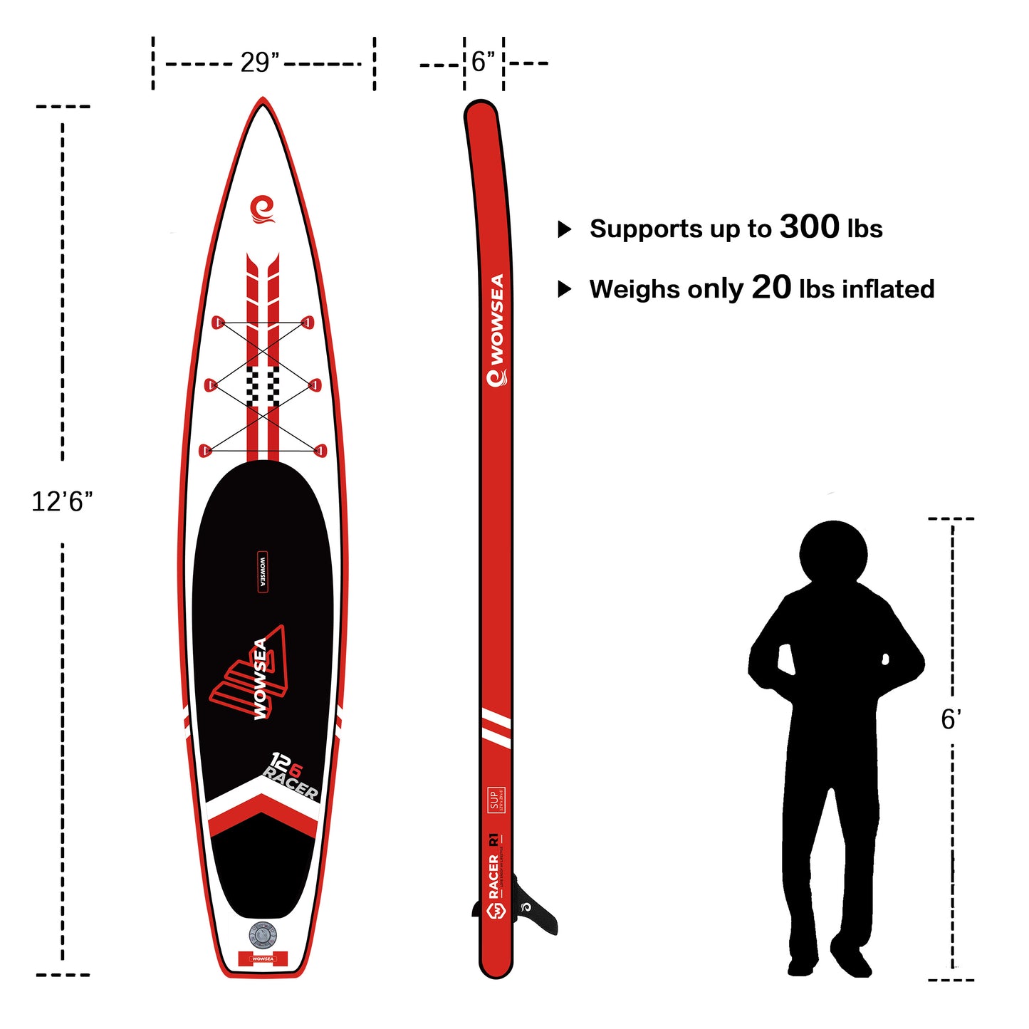 Racer R1 12'6"/384cm Sport SUP Board