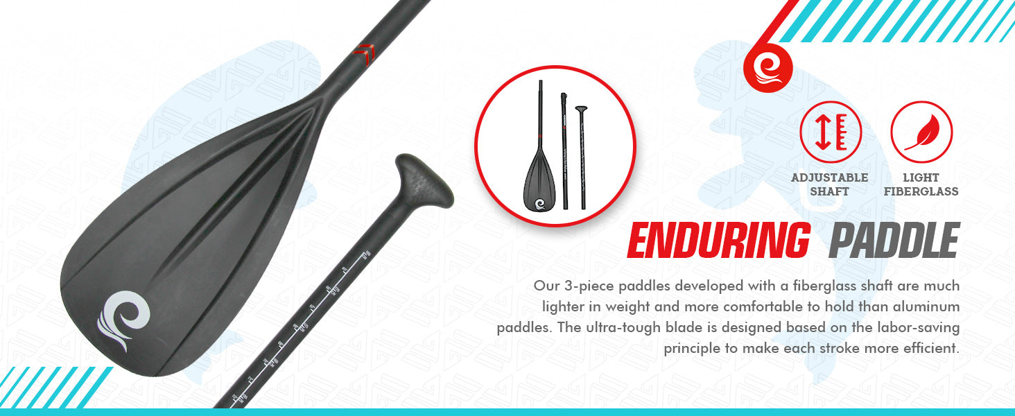 WOWSEA SUP accessories-Enduring Fiberglass Paddle Black