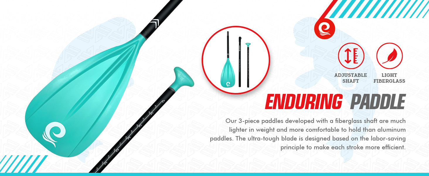 WOWSEA SUP accessories-Enduring Fiberglass Paddle Green