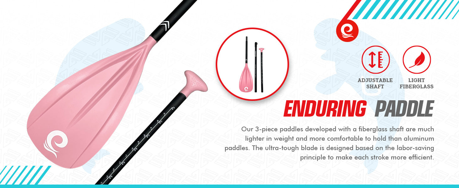 WOWSEA SUP accessories-Enduring Fiberglass Paddle Pink