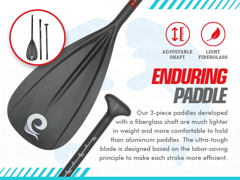 WOWSEA SUP accessories-Enduring Fiberglass Paddle Black