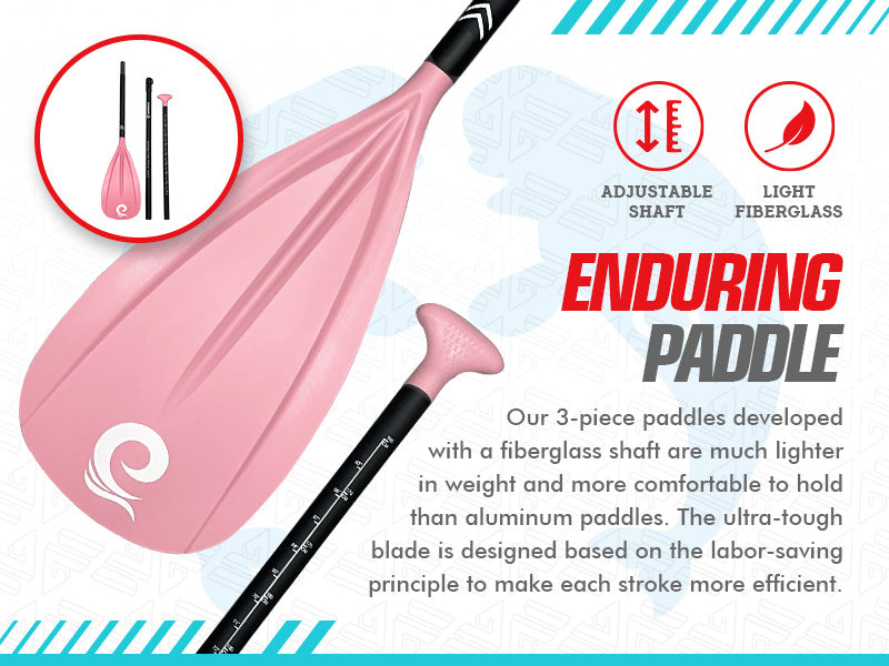 WOWSEA SUP accessories-Enduring Fiberglass Paddle Pink