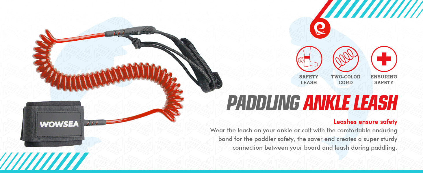 WOWSEA SUP accessories-Paddling Ankle Leash Red