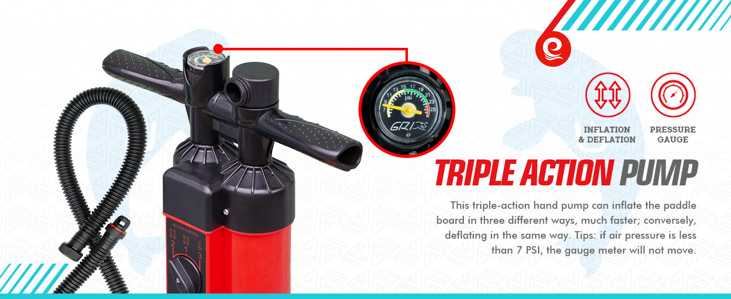 WOWSEA SUP accessories-Triple Action Pump Red
