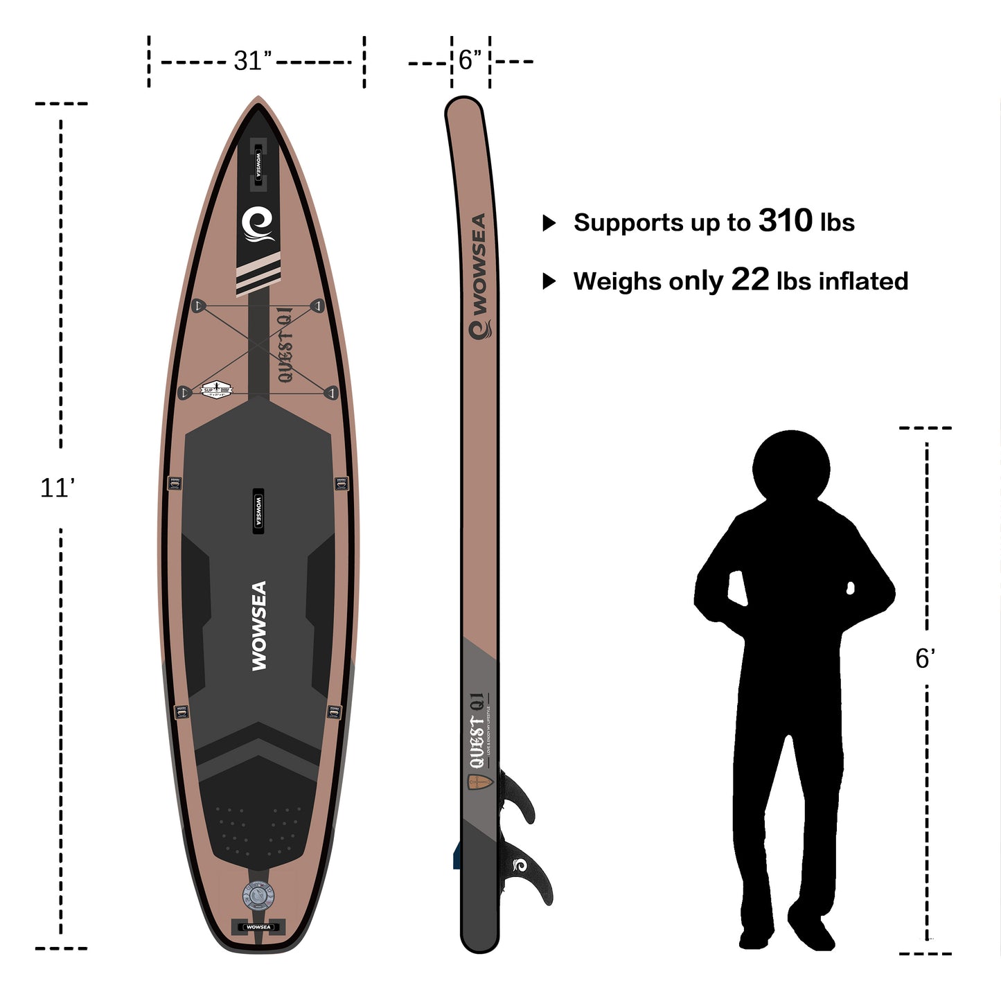 Quest Q1 11'/335cm Inflatable Paddle Board Package